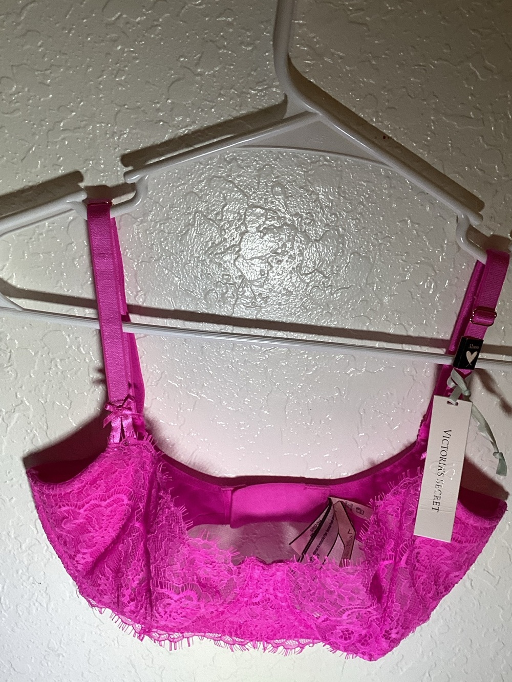 Victoria's Secret Hot Pink Lace Bralette with Adjustable Straps